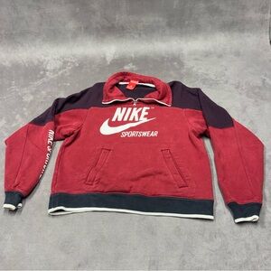 Nike sportswear burgundy Red Black quarter zip pullover Crewneck Sweatshirt XS